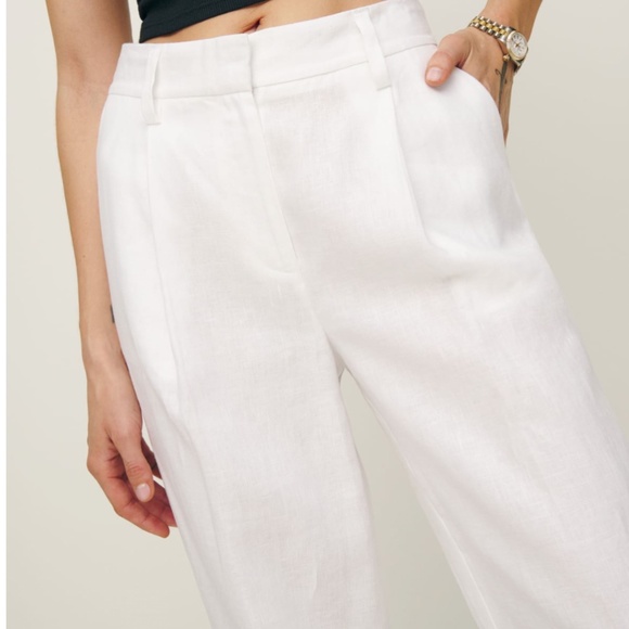 Reformation Alex Linen Pant - White - Picture 2 of 7